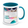 Ceramic Mug with Blue Handle