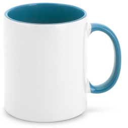 Ceramic Mug with Blue Handle