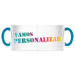 Ceramic Mug with Blue Handle