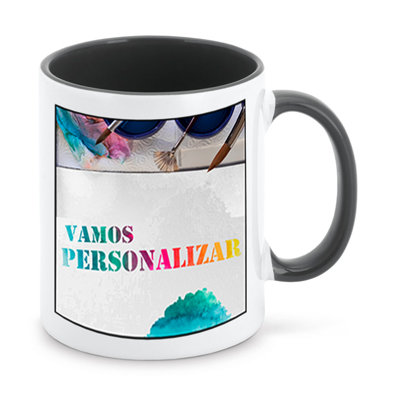 Caneca em Cerâmica com Asa Preta Personalizada