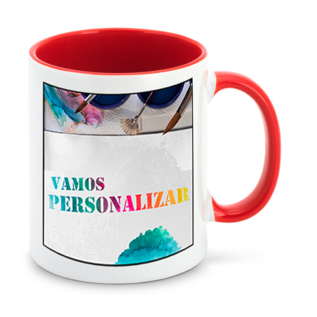 Caneca em Cerâmica com Asa Vermelha Personalizada