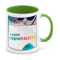 Ceramic Mug with Green Handle